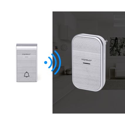 Aigostar - SET de 2 timbres inalámbricos para enchufe 230V/12V IP44 color plata