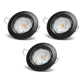 Aigostar - Juego 3x focos empotrables LED 1xGU10/4,5W/230V 4000K negro