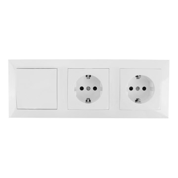 Aigostar - Juego de 2 tomas de corriente domésticas con interruptor 2x16A/250V SCHUKO