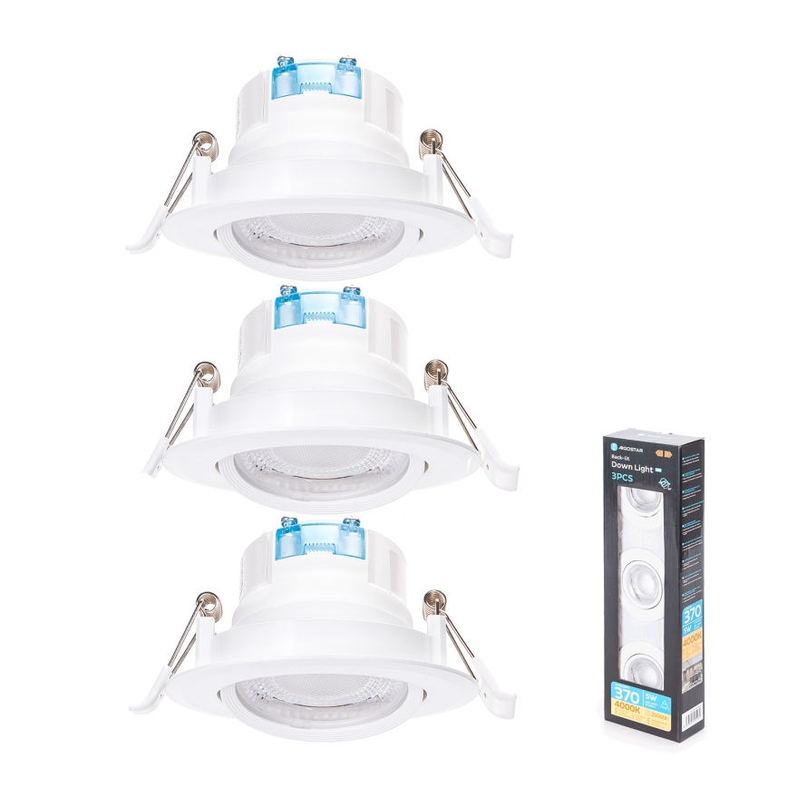 Aigostar - JUEGO de 3 focos empotrados LED/5W/230V 4000K de 8,5 cm color blanco