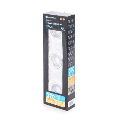 Aigostar - JUEGO de 3 focos empotrados LED/5W/230V 4000K de 8,5 cm color blanco