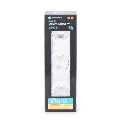 Aigostar - JUEGO de 3 focos empotrados LED/5W/230V 4000K de 8,5 cm color blanco