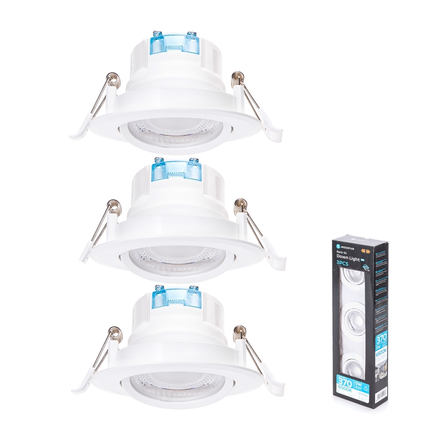 Aigostar - Juego de 3 luces empotrables LED/5W/230V 6500K diámetro 8,5 cm blanca