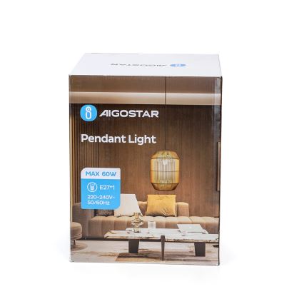 Aigostar - Lámpara colgante 1xE27/60W/230V beige