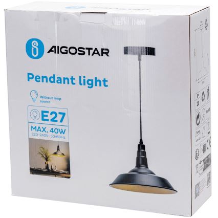 Aigostar - Lámpara colgante 1xE27/60W/230V negro