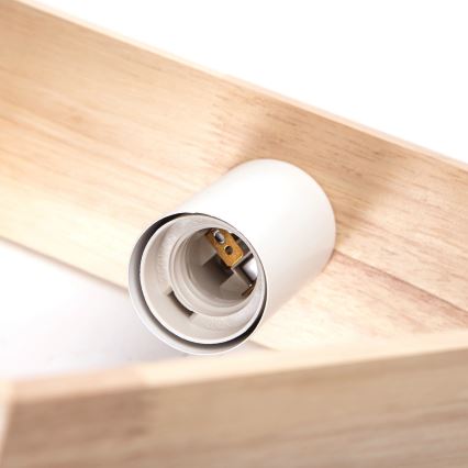 Aigostar - Lámpara colgante de madera con cable, 1xE27/60W/230V, acabado en pino