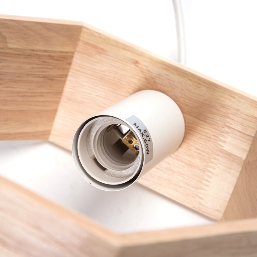 Aigostar - Lámpara colgante de madera con cable 1xE27/60W/230V pino