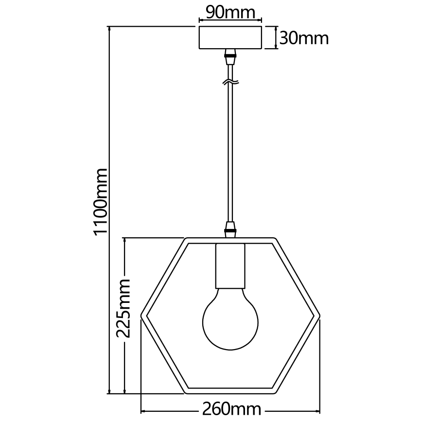 Aigostar - Lámpara colgante de madera con cable 1xE27/60W/230V pino