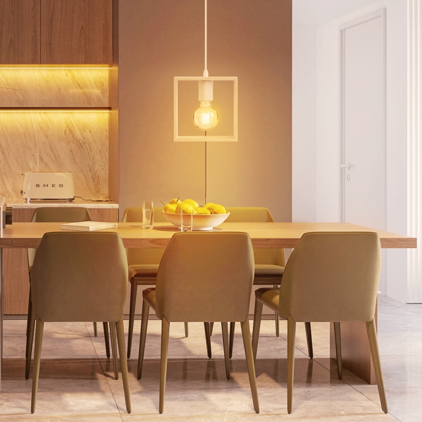 Aigostar - Lámpara colgante de madera de pino con cable 1xE27/60W/230V