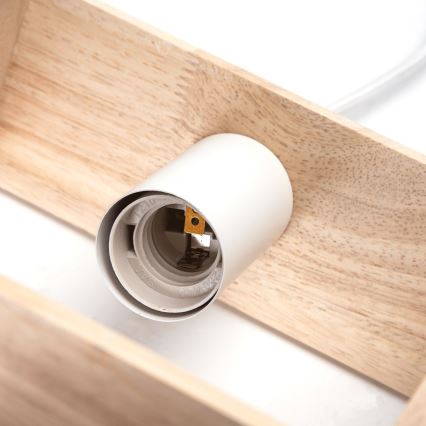 Aigostar - Lámpara colgante de madera de pino con cable 1xE27/60W/230V