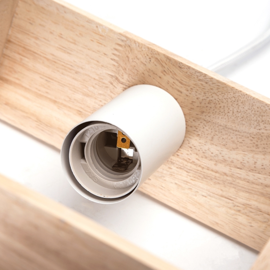 Aigostar - Lámpara colgante de madera de pino con cable 1xE27/60W/230V