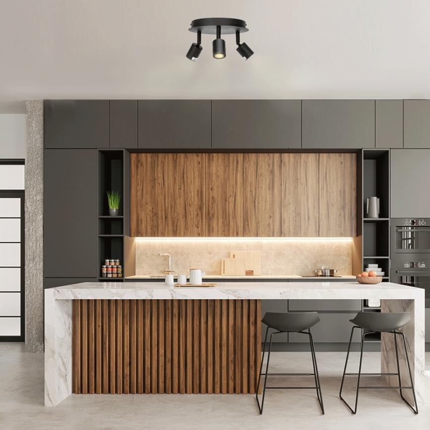 Aigostar - Lámpara de focos 3xGU10/60W/230V negra