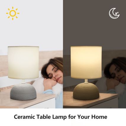 Aigostar - Lámpara de mesa 1xE14/40W/230V gris/blanco