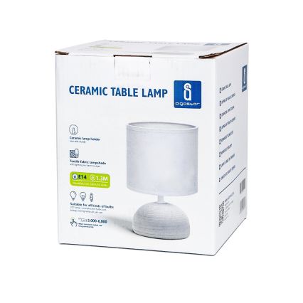 Aigostar - Lámpara de mesa 1xE14/40W/230V gris/blanco