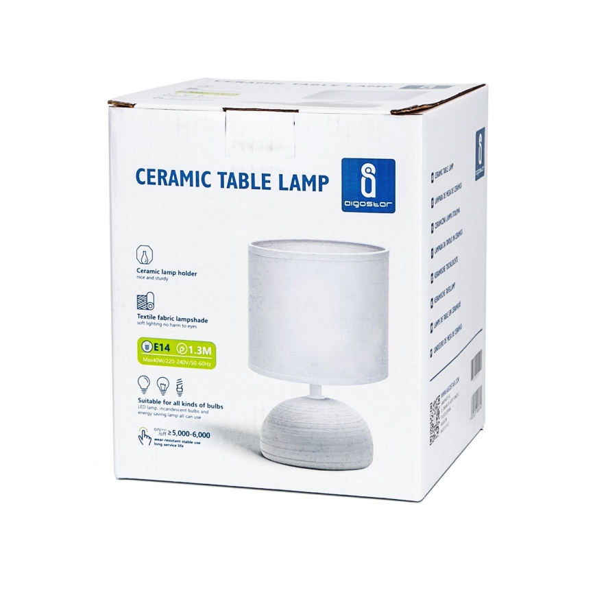 Aigostar - Lámpara de mesa 1xE14/40W/230V gris/blanco