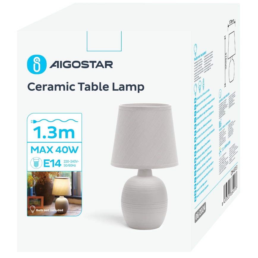 Aigostar - Lámpara de mesa 1xE14/40W/230V