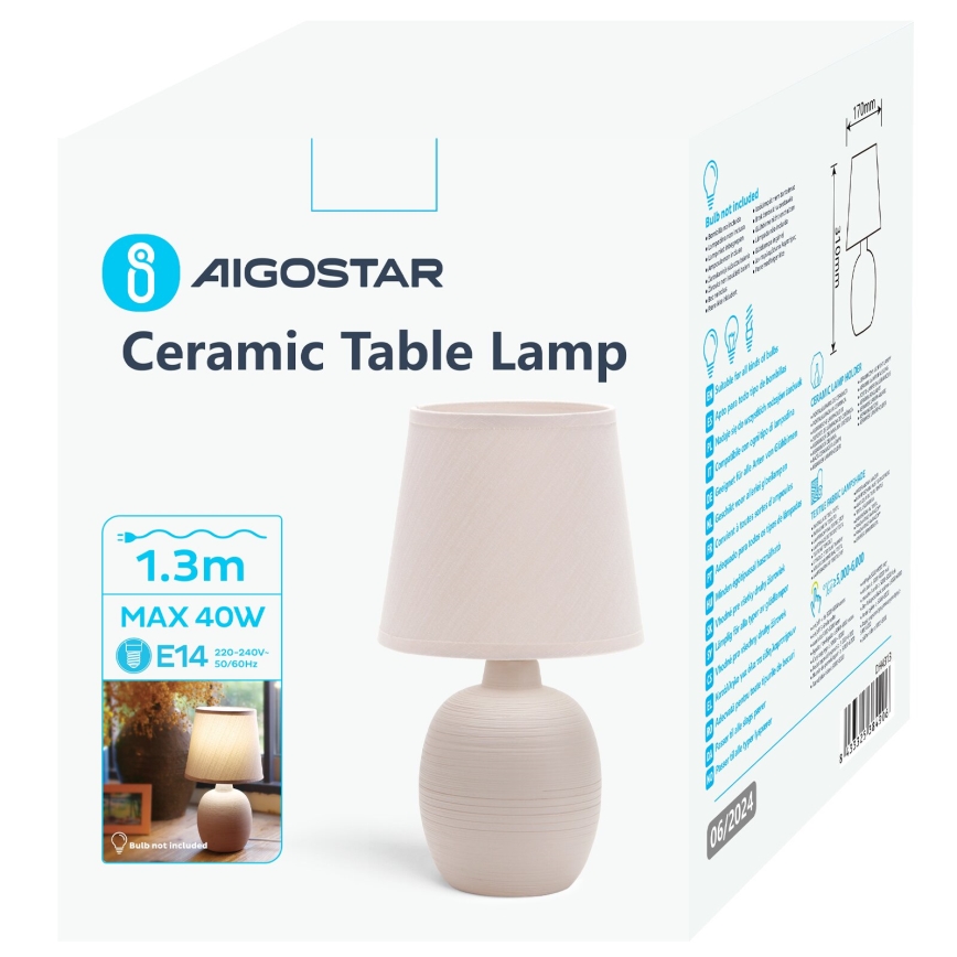 Aigostar - Lámpara de mesa 1xE14/40W/230V