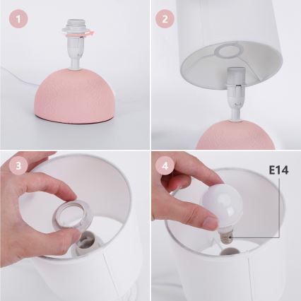 Aigostar - Lámpara de mesa 1xE14/40W/230V rosa/blanco