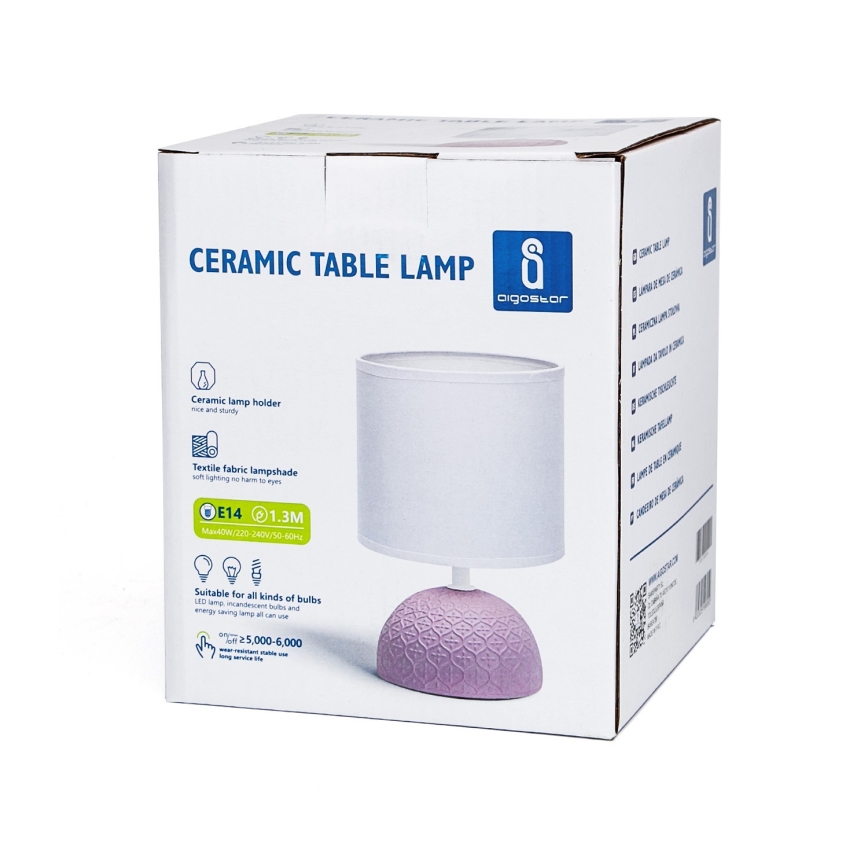 Aigostar - Lámpara de mesa 1xE14/40W/230V rosa/blanco