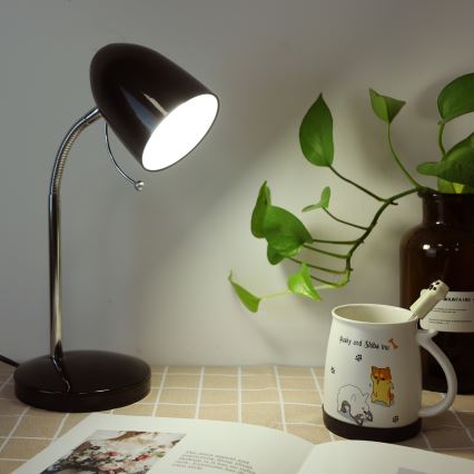Aigostar - Lámpara de mesa 1xE27/36W/230V negra/cromo brillante