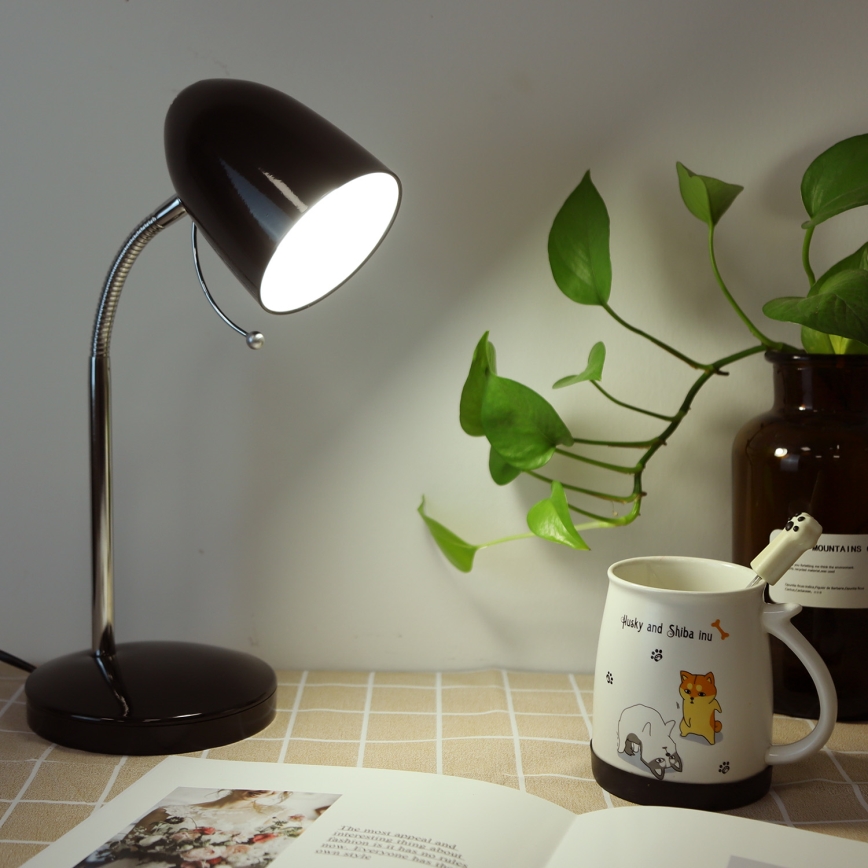 Aigostar - Lámpara de mesa 1xE27/36W/230V negro/cromo brillante
