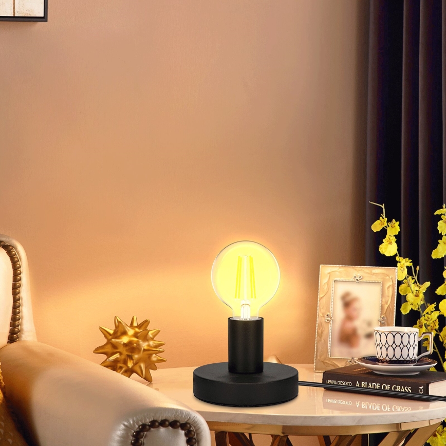 Aigostar - Lámpara de mesa 1xE27/60W/230V negro