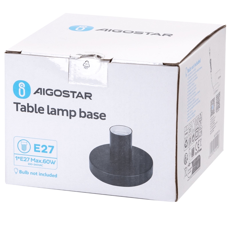 Aigostar - Lámpara de mesa 1xE27/60W/230V negro
