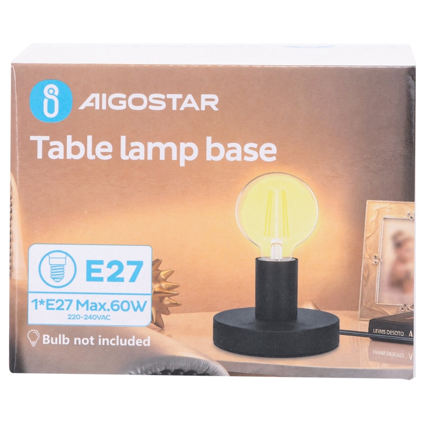 Aigostar - Lámpara de mesa 1xE27/60W/230V negro