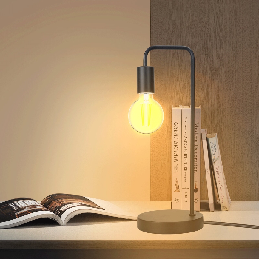 Aigostar - Lámpara de mesa 1xE27/60W/230V negro