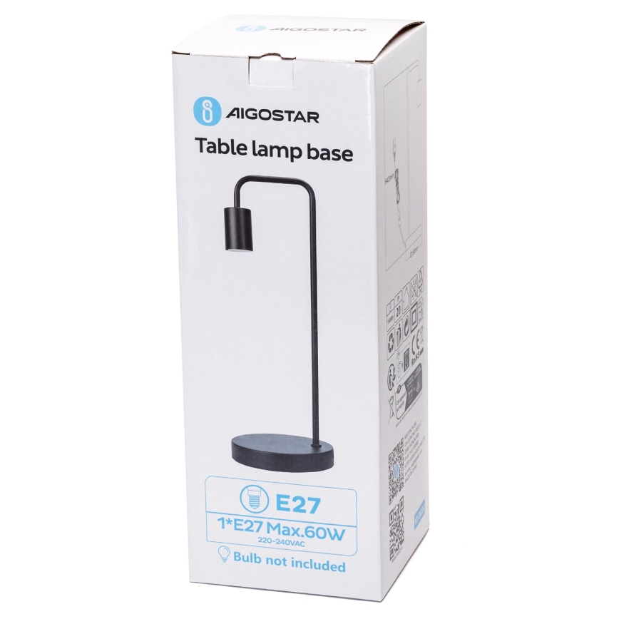 Aigostar - Lámpara de mesa 1xE27/60W/230V negro