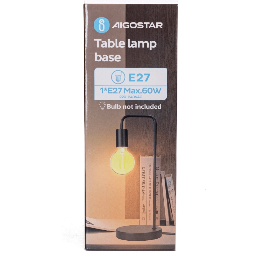 Aigostar - Lámpara de mesa 1xE27/60W/230V negro