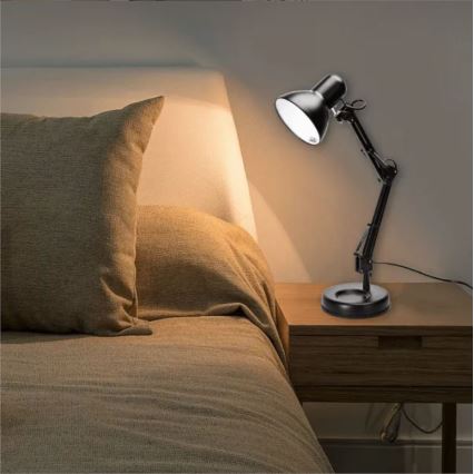 Aigostar - Lámpara de mesa 2en1 1xE27/40W/230V negro