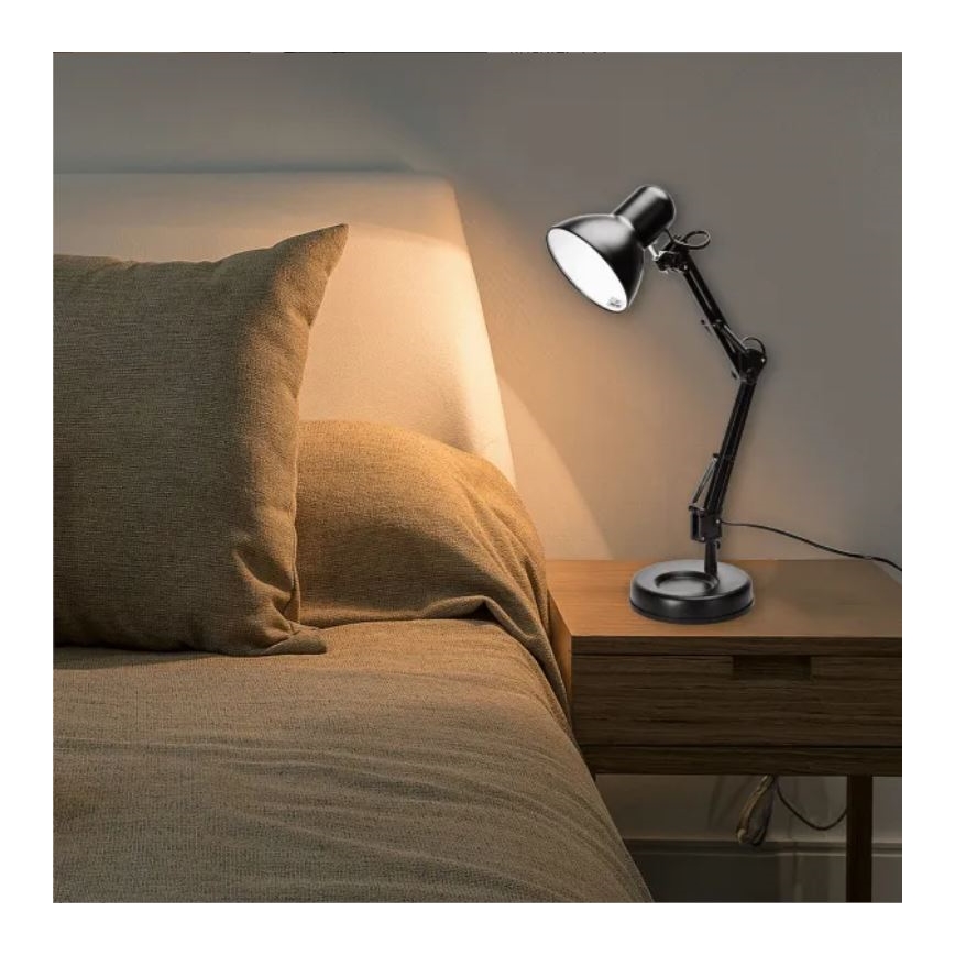 Aigostar - Lámpara de mesa 2en1 1xE27/40W/230V negro