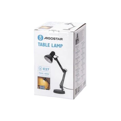 Aigostar - Lámpara de mesa 2en1 1xE27/40W/230V negro