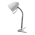 Aigostar - Lámpara de mesa con clip 1xE27/11W/230V blanca/cromo brillante