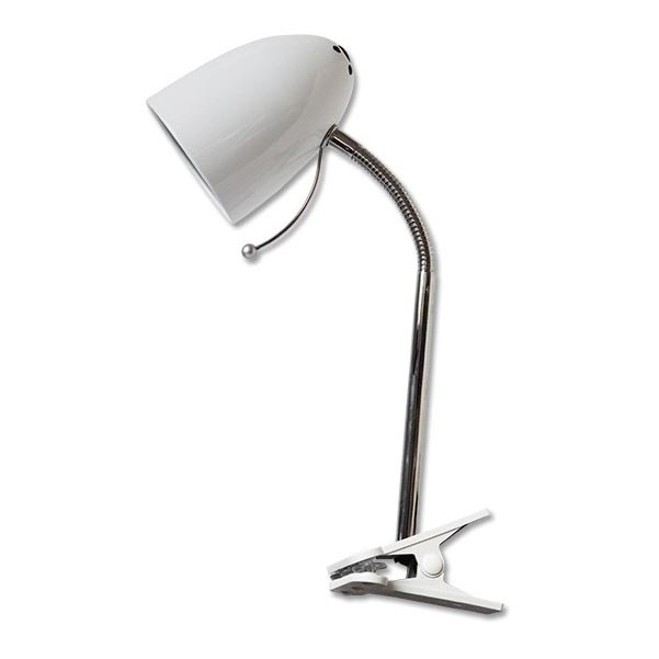 Aigostar - Lámpara de mesa con clip 1xE27/11W/230V blanca/cromo brillante