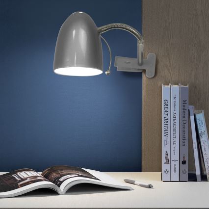 Aigostar - Lámpara de mesa con clip 1xE27/11W/230V plateada/cromo brillante