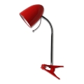 Aigostar - Lámpara de mesa con clip 1xE27/11W/230V roja/cromo brillante