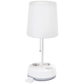Aigostar - Lámpara de mesa con enchufes 1xE27/60W/230V blanca