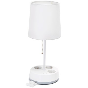 Aigostar - Lámpara de mesa con enchufes 1xE27/60W/230V blanca