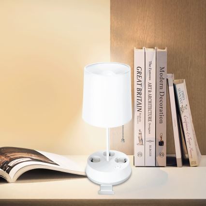 Aigostar - Lámpara de mesa con enchufes 1xE27/60W/230V blanca