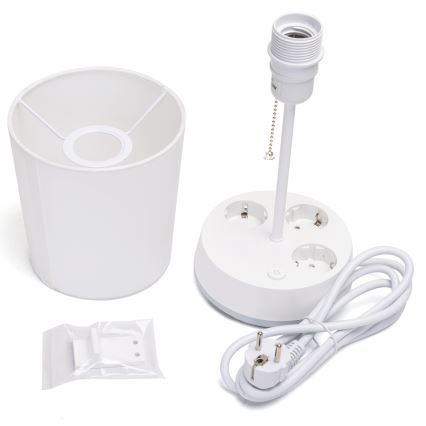 Aigostar - Lámpara de mesa con enchufes 1xE27/60W/230V blanca