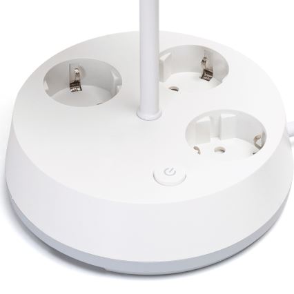 Aigostar - Lámpara de mesa con enchufes 1xE27/60W/230V blanca