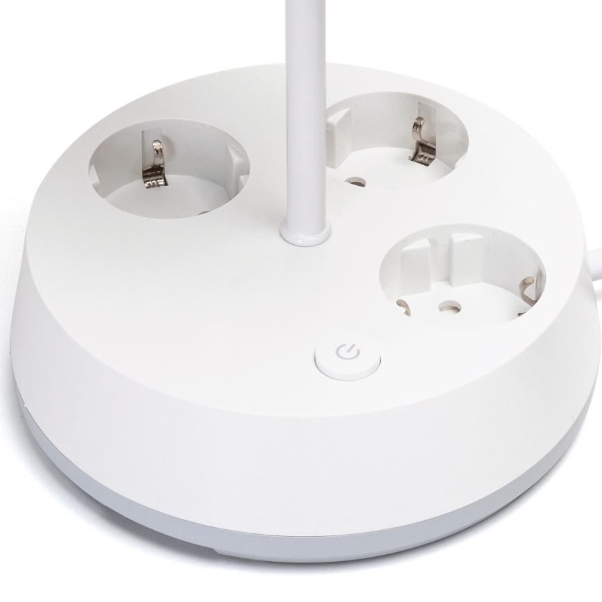Aigostar - Lámpara de mesa con enchufes 1xE27/60W/230V blanca