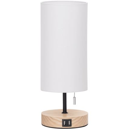 Aigostar - Lámpara de mesa con puerto USB 1xE27/40W/230V beige