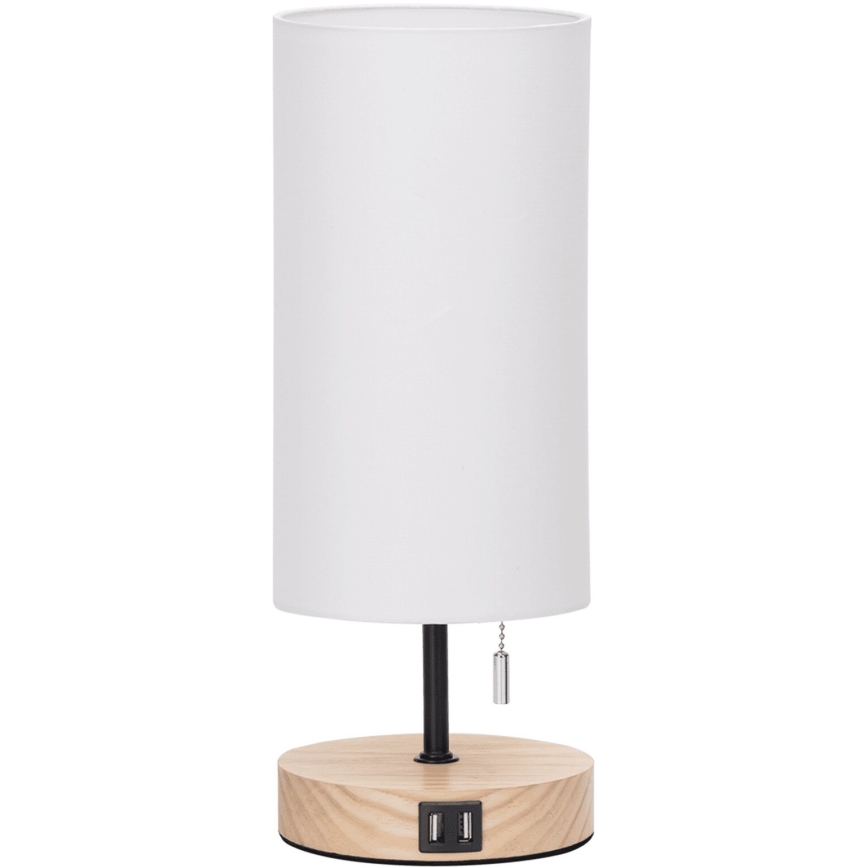 Aigostar - Lámpara de mesa con puerto USB 1xE27/40W/230V beige