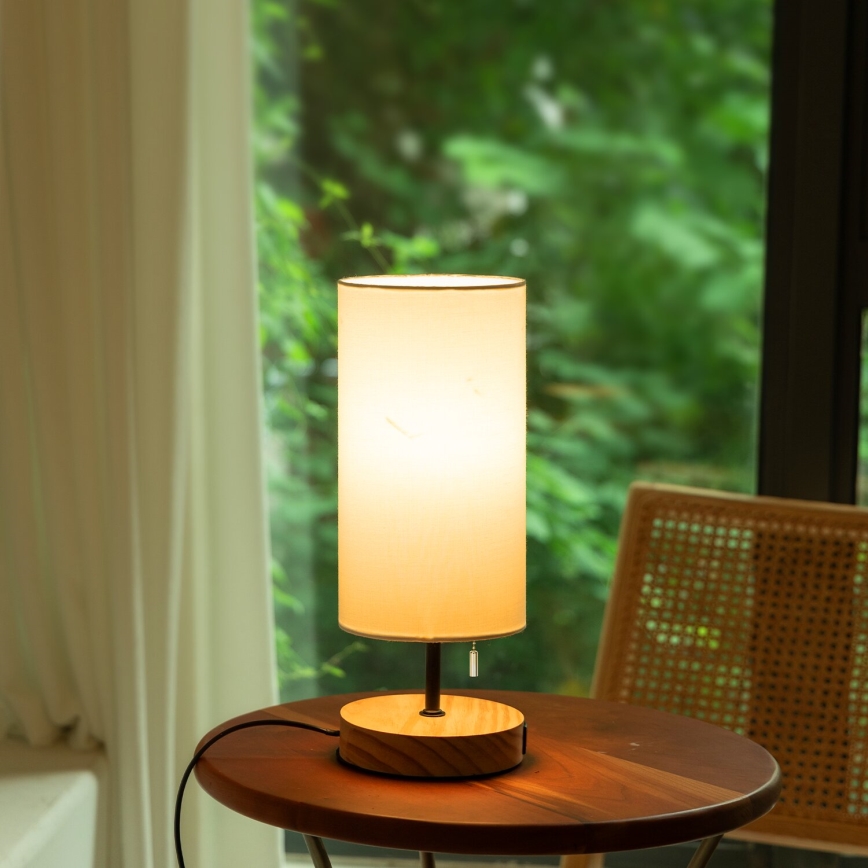 Aigostar - Lámpara de mesa con puerto USB 1xE27/40W/230V beige