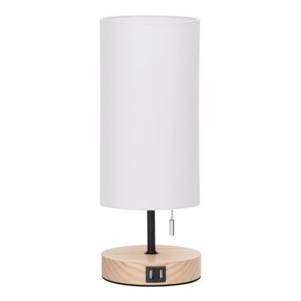 Aigostar - Lámpara de mesa con puerto USB 1xE27/40W/230V beige