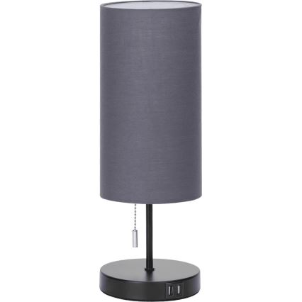 Aigostar - Lámpara de mesa con puerto USB 1xE27/40W/230V negro