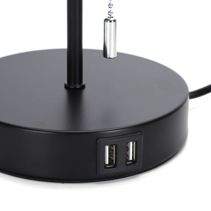 Aigostar - Lámpara de mesa con puerto USB 1xE27/40W/230V negro
